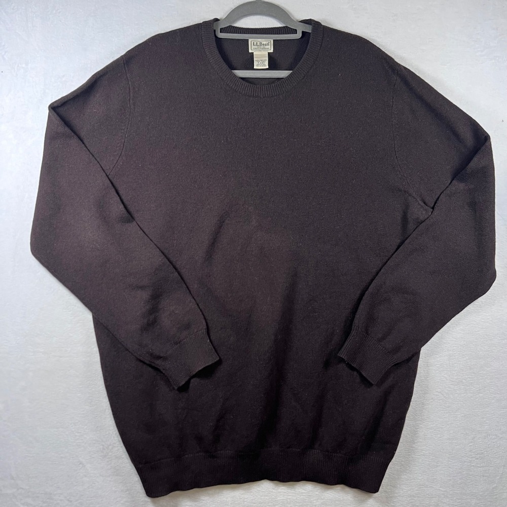 LL Bean Mens XXL Tall Lambswool Crewneck Sweater Brown Knit Pullover 0JLW2